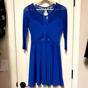 Cobalt Blue Dress with cutouts and sheer